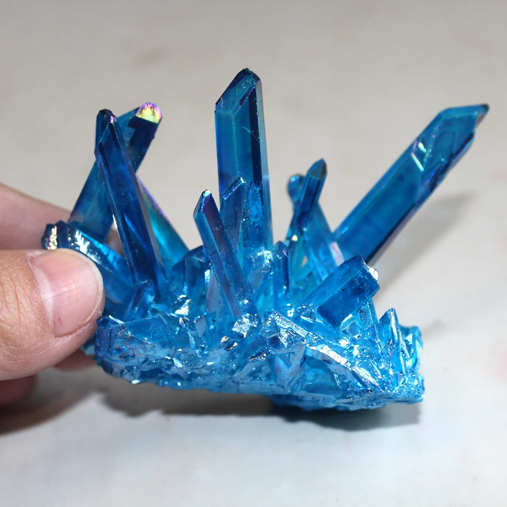 Натуральный кристалл кварца редкий Красивый Синий Пламя аура кварц кристалл кластер руды минеральные целебные образцы Случайная