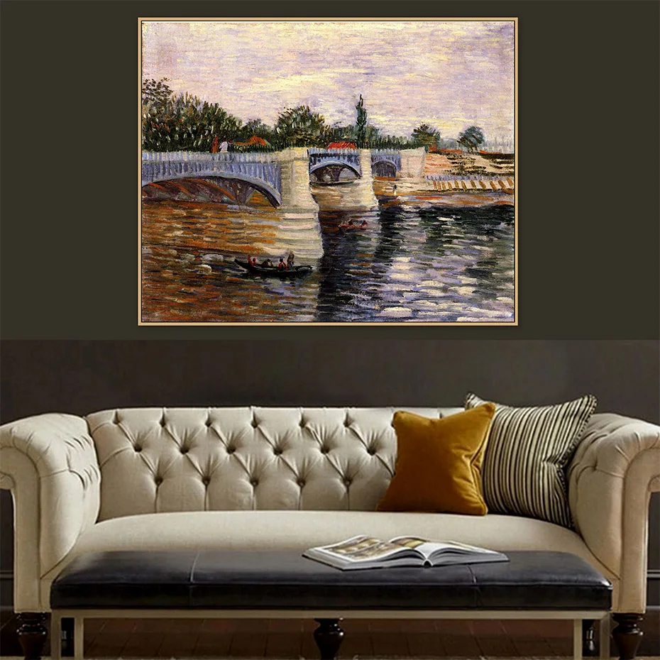 

The Seine with the Pont de la Grande Jette Van Gogh Master Canvas Painting Poster Print Pictures Bedroom Wall Art Home Decor