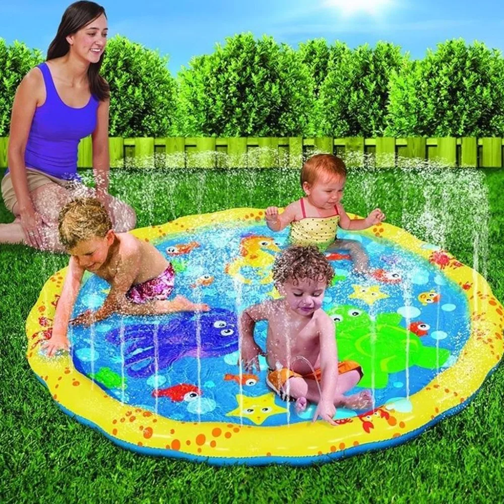 High-Quality-PVC-100cm-Garden-Sprinkle-Splash-Play-Mat-Water-Spray-Toy-Kids-Baby-Pool-Pad (1)