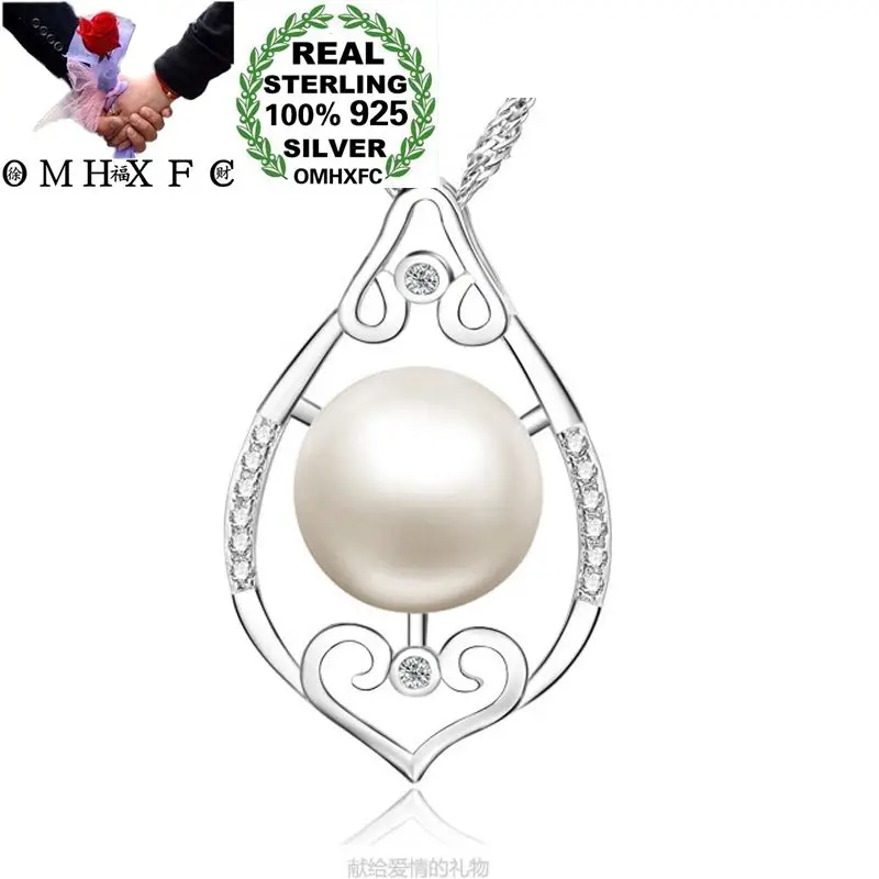 

OMHXFC Wholesale European Fashion Woman Party Birthday Wedding Heart Pearl Zircon 100% S925 Sterling Silver Pendant Charm PD108