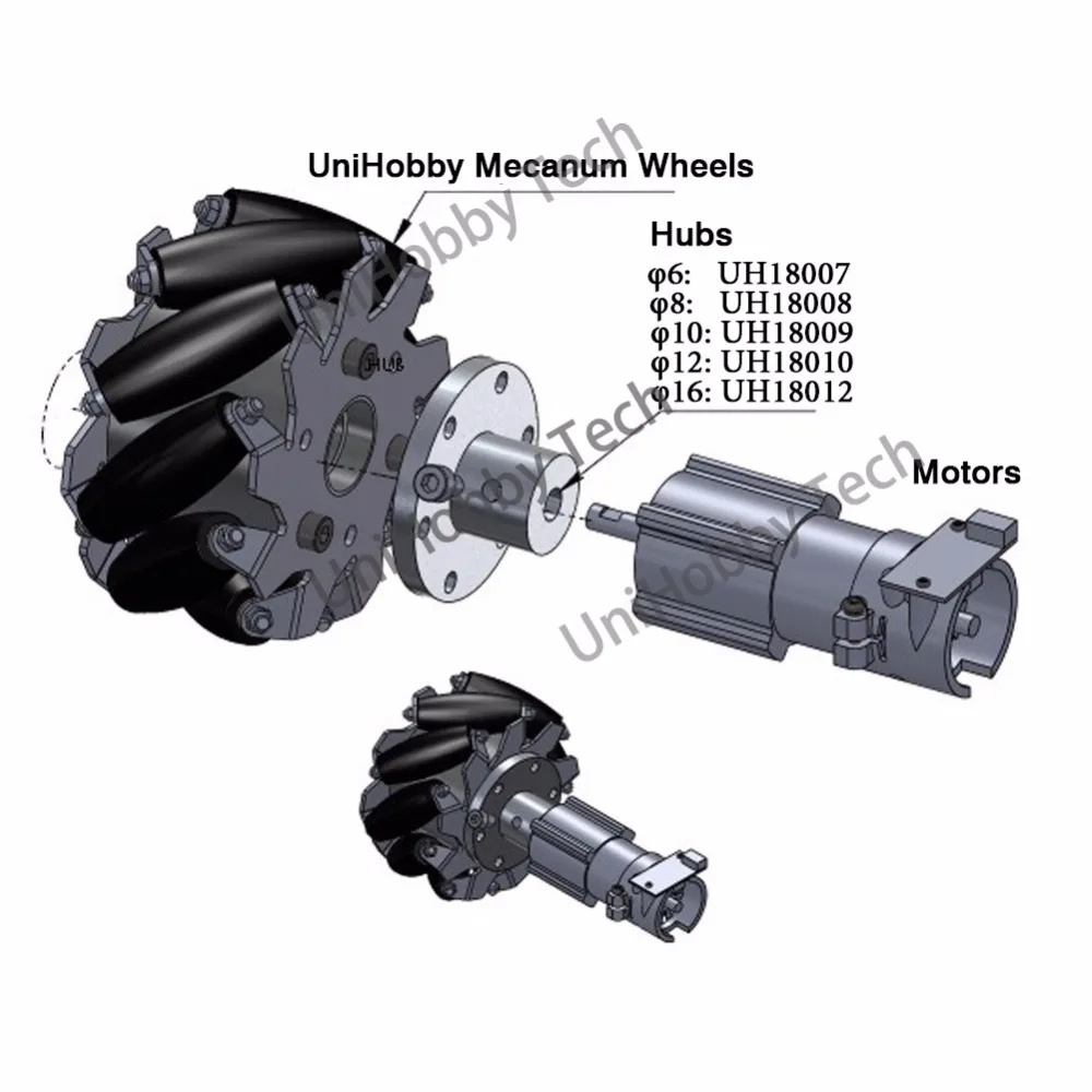 UH18007-UH18008-UH18009-UH18010-6mm-8mm-10mm-12mm-hub-Motor-Shaft-Coupling-Shaft-Hubs-Mecanum-Wheels-Universal-Hubs-Aluminum (4)