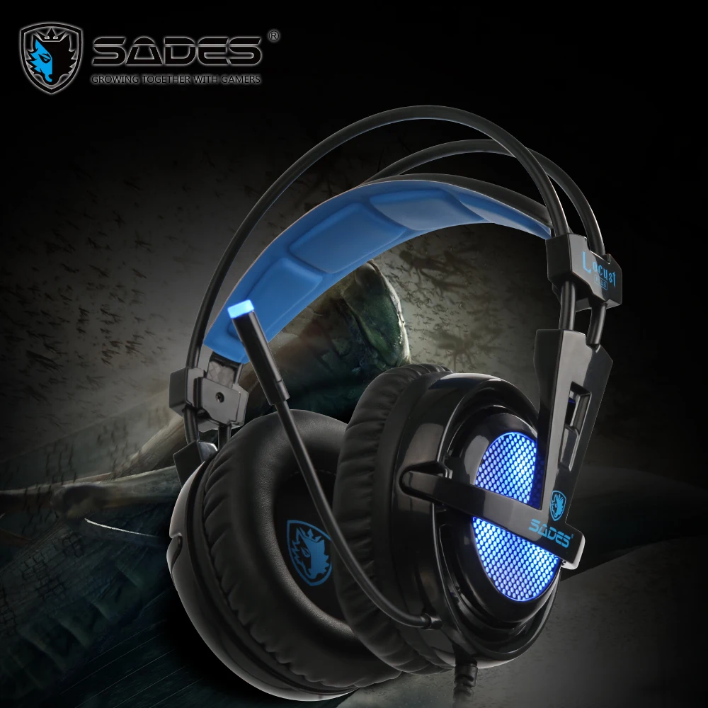 SADES Locust Plus 7 1 наушники объемного звучания USB игровая гарнитура мягкая кожаная