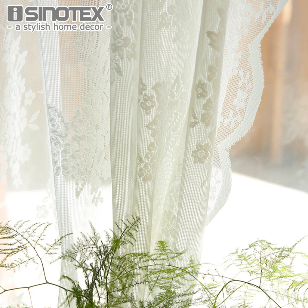 Retro Pleated Lace Decorative Voile Curtains American Embroidered Style