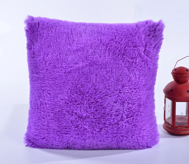 purple Meijuner, новая плюшевая наволочка, однотонная, карамельного цвета, мягкая меховая наволочка для подушки, квадратная Талия, наволочка для подушки, подарки, искусственный мех, MJ002 - Цвет: purple