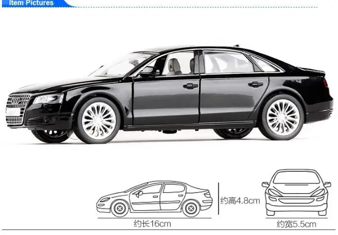 Высокая симуляция 1:32 AUDI A8 сплав модель автомобиля металлические игрушки транспортные средства с выдвижной назад мигающий музыкальный для детей игрушки