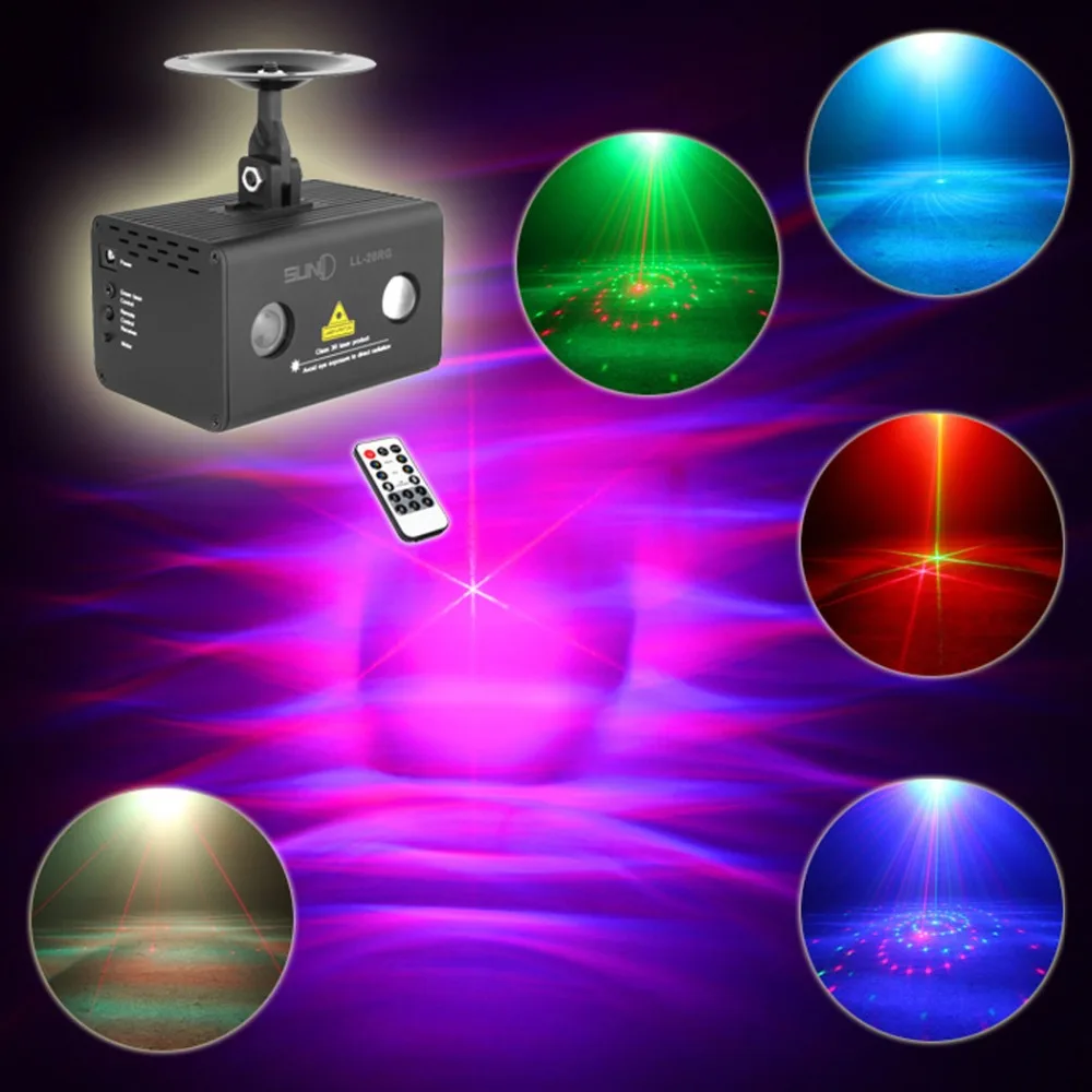 12 Pattern Laser Light LED Stage Lighting Effect Musical Event DJ Projector Party Decorative Colorful Ripple Galaxy LL-12RG