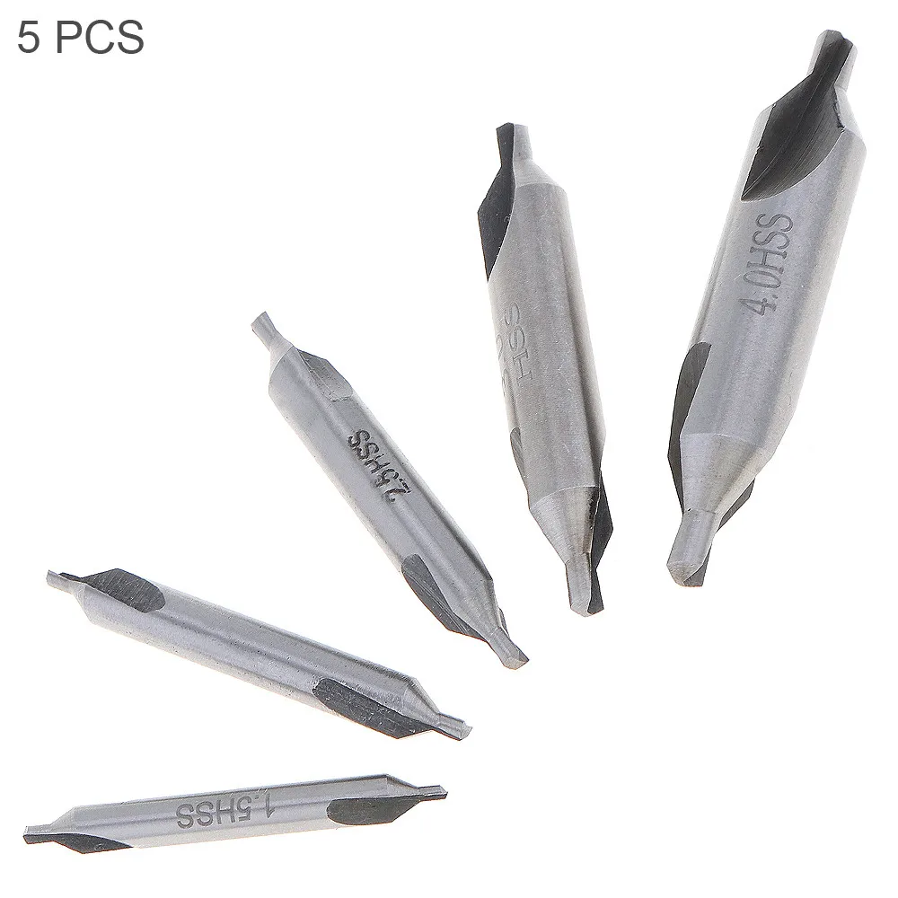 5pcs HSS Metric Combined Center Spotting Drill Bit Set with 60 Degree