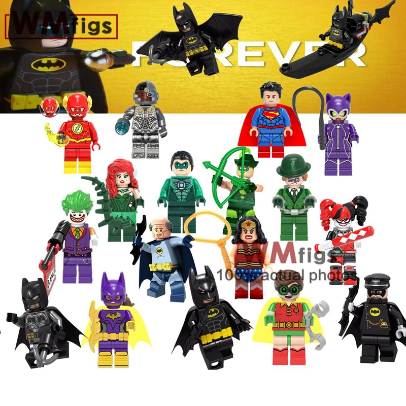 

DC Batman Movie s Robin Superman Flash Joker Harley Quinn Barbara Gordon Arkham Knight Building Blocks Toys for Children