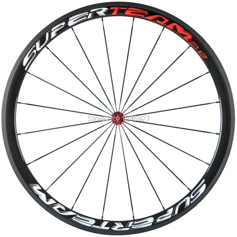 Flash Deal Full Carbon Fiber 38mm Clincher Carbon Wheels Superteam Carbon Wheelset With Powerway R36 Red Hub 1