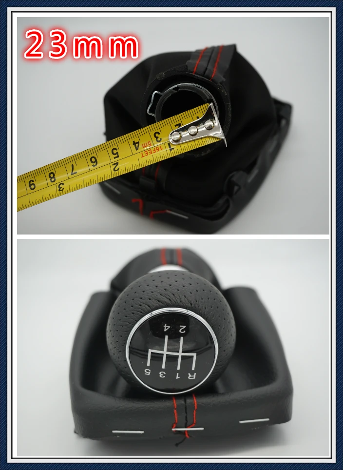 Black Stitching 23mm 5 Speed Car Manual Gear Shift Knob Cover With PU