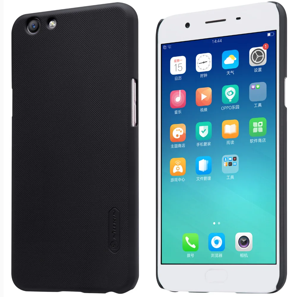 Чехол для OPPO F1s Nillkin черный Жесткий матовый чехол-накладка и защитная пленка