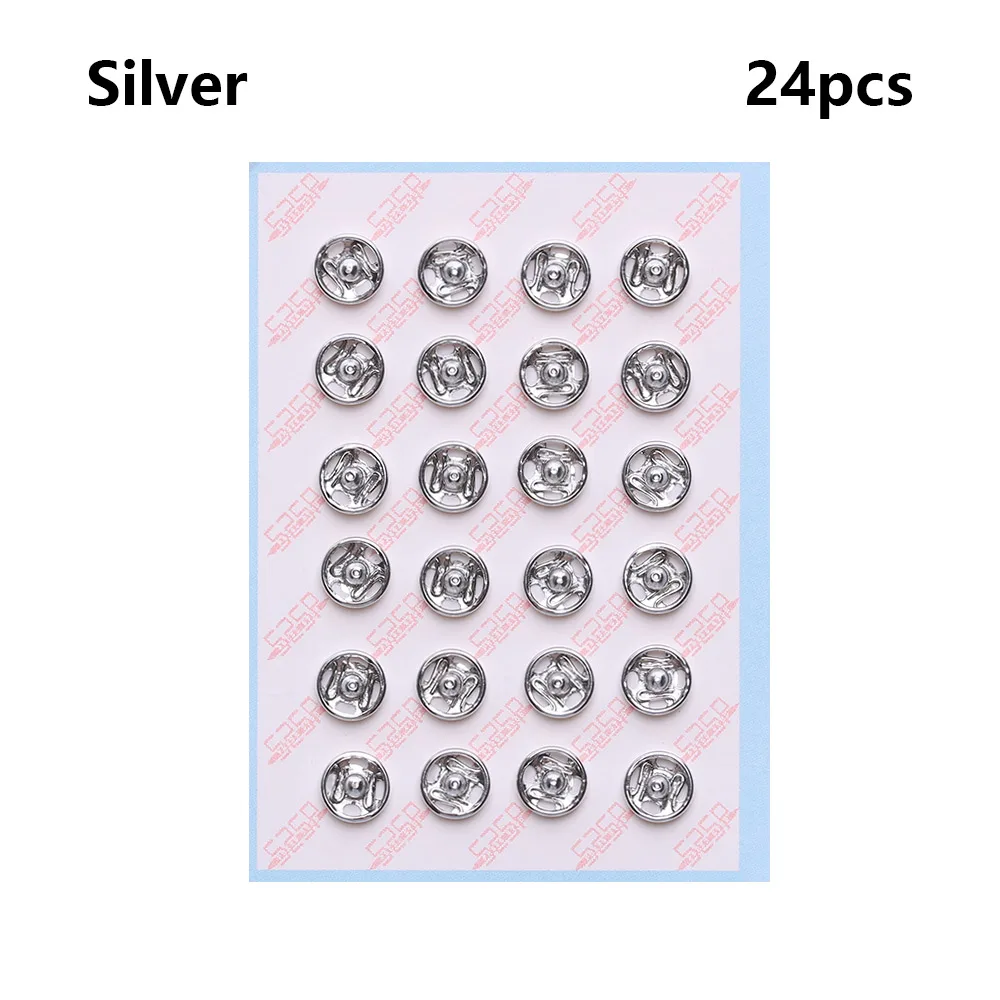sliver 24 шт. Мини Кнопка пряжки DIY Кукла Одежда 6 мм металлическая пряжка невидимая кнопка для 1/6 кукла аксессуары для шитья одежды - Цвет: sliver