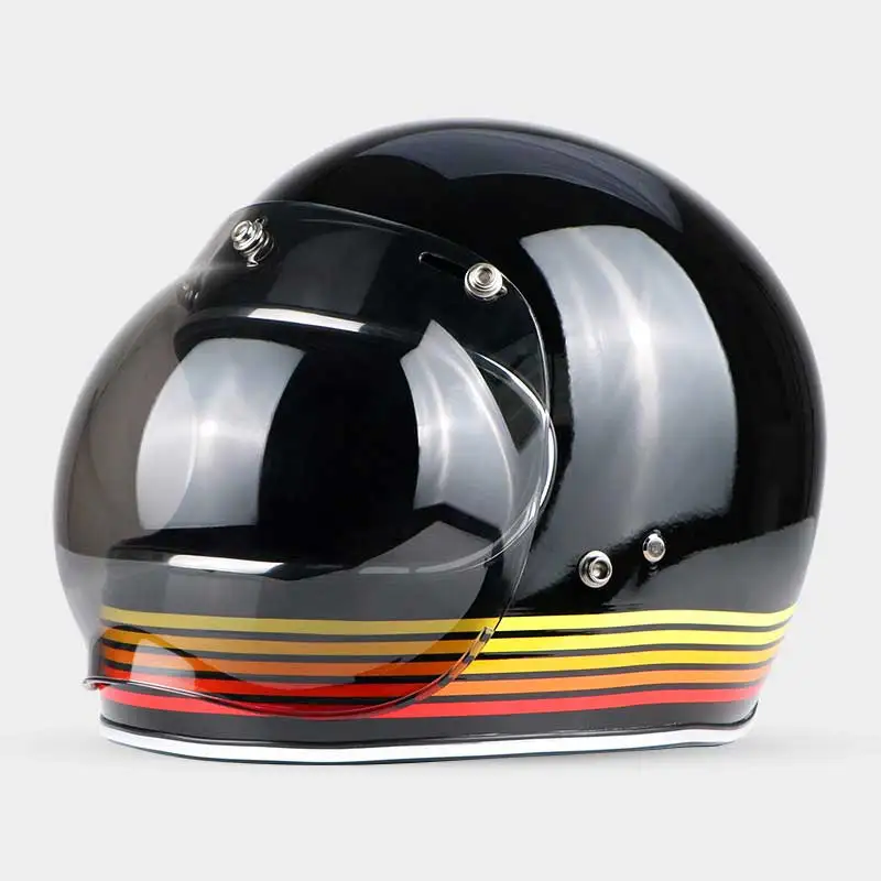 VECCHIO Полнолицевая винтажная гоночная мотоциклетная реактивный шлем для мотокросса Casco Capacete Jet Ретро волоконный стеклянный шлем - Цвет: bubble visor