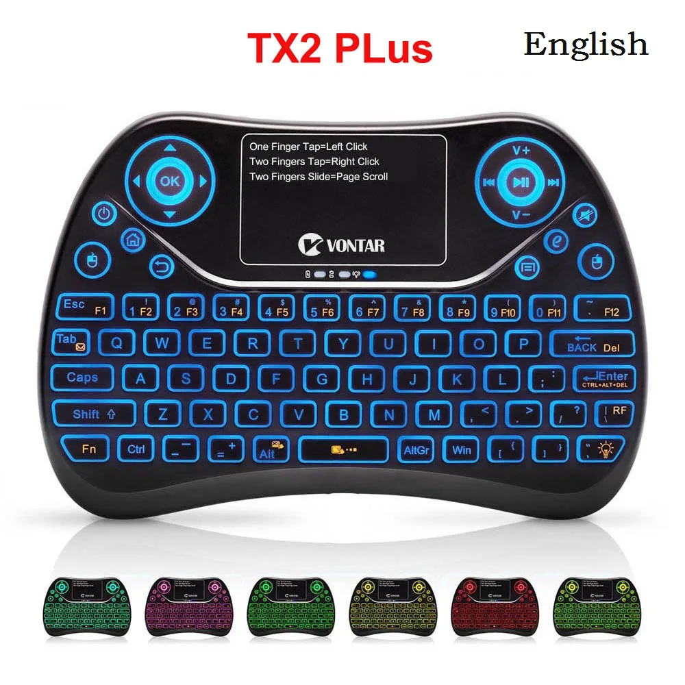 VONTAR TX2 Plus Air Fly mouse английско-русская Беспроводная мини-клавиатура с подсветкой с тачпадом для Android tv BOX X96mini X96 HTPC