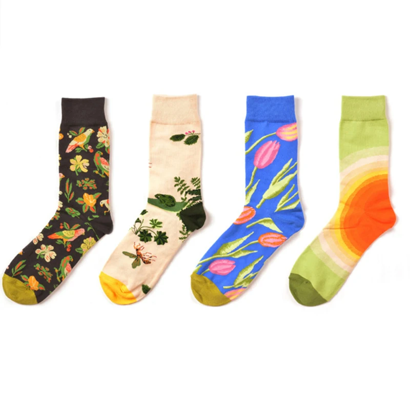

New Womens Meias Cartoon Color Tide Brand Cotton Socks Happy Funny Harajuku Hip Hop Street Style Skateboard Casual Cotton Socks