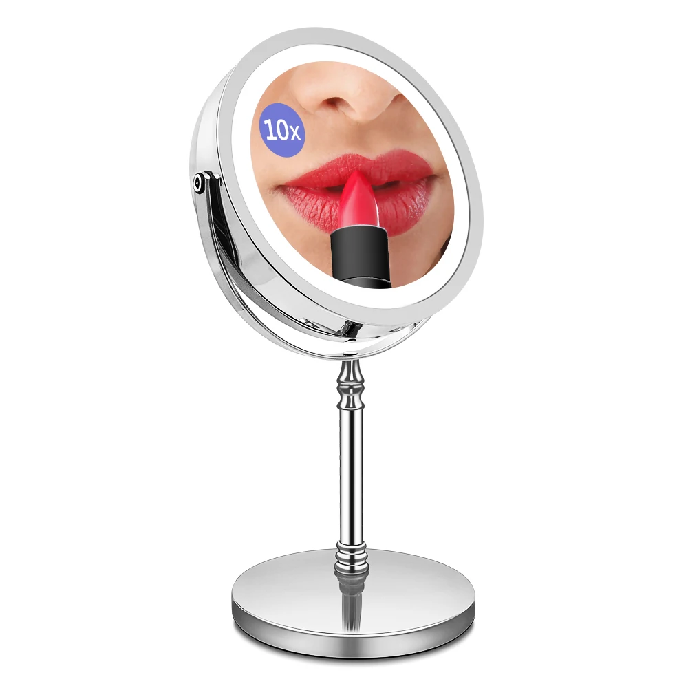 

Famous Brand LED Makeup Mirror USB Charging Touch Dimmable Makeup Table Lamp 7 Inch 10 Times Louble Mirror Light