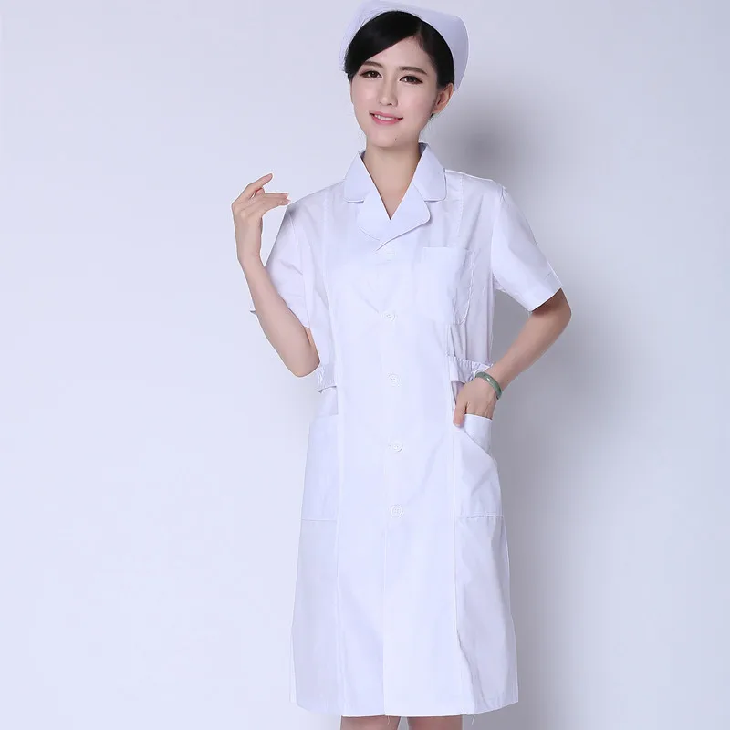 Nurses wear short sleeved white coat spring summer women's hospital