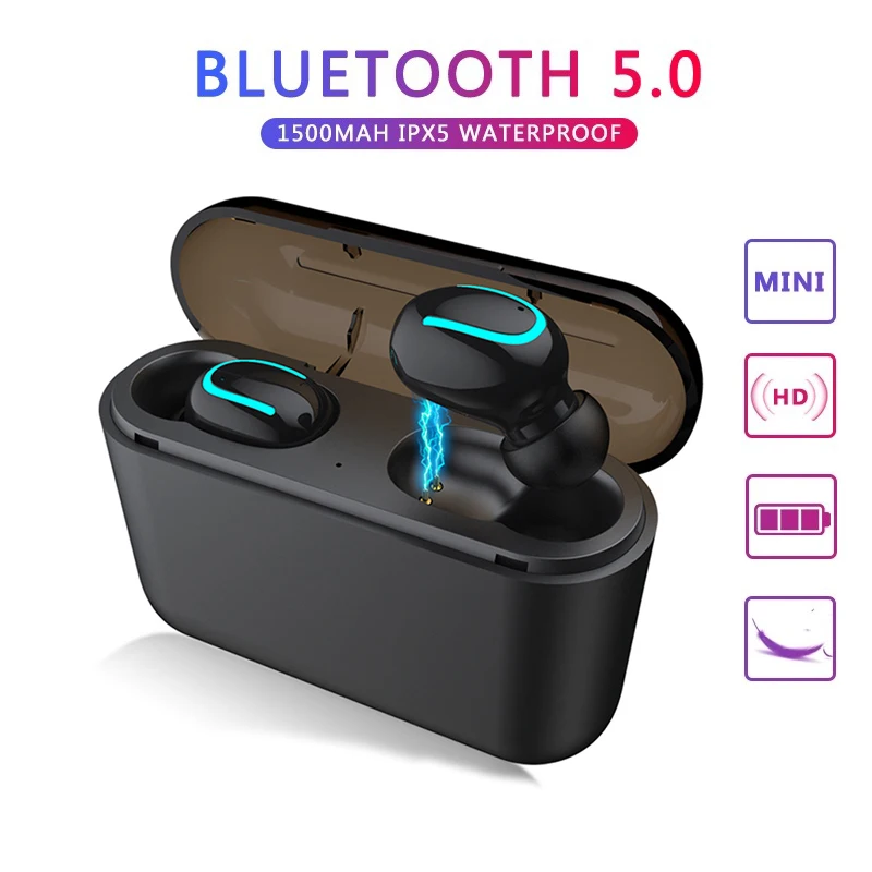 

McGeSin TWS Bluetooth Wireless Earphone IPX5 wireless music Earbuds 3D Stereo Headset 1500mAh Power bank For Phone With mic