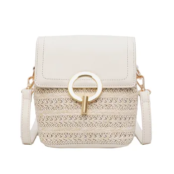 

OCARDIAN-Handbags Straw Wicker Bag Fashion Women Retro Weave Leather Crossbody Shoulder Messenger bags Summer Vintage Linen M16