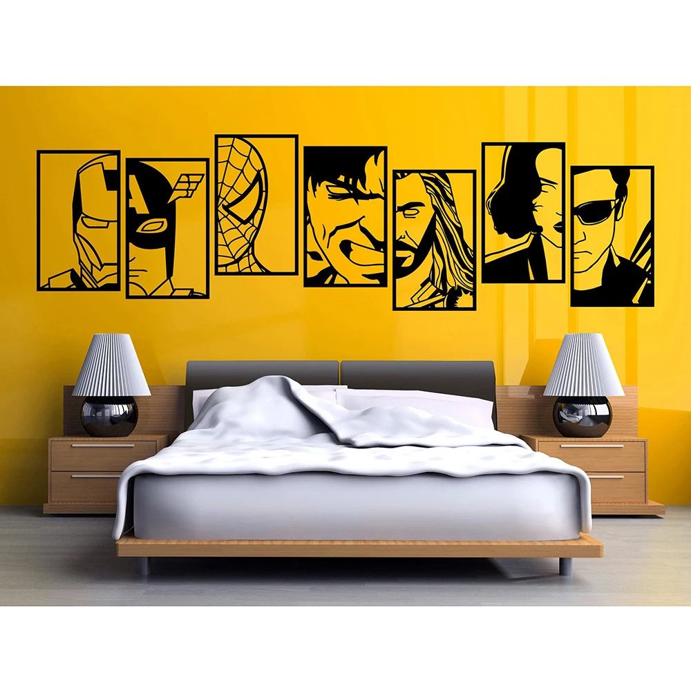 Us 9 99 25 Off Avengers Wall Sticker Superhero Wall Decal Iron Man Decal Thor Vinyl Spiderman Sticker Hulk Kids Room Decor Mural Stickers D954 In