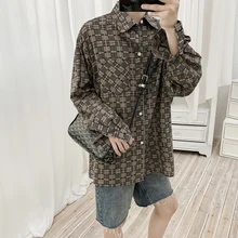 Новая весенняя мужская клетчатая рубашка модная повседневная рубашка в стиле ретро Мужская Уличная Свободная рубашка с длинными рукавами Мужская одежда M-2XL