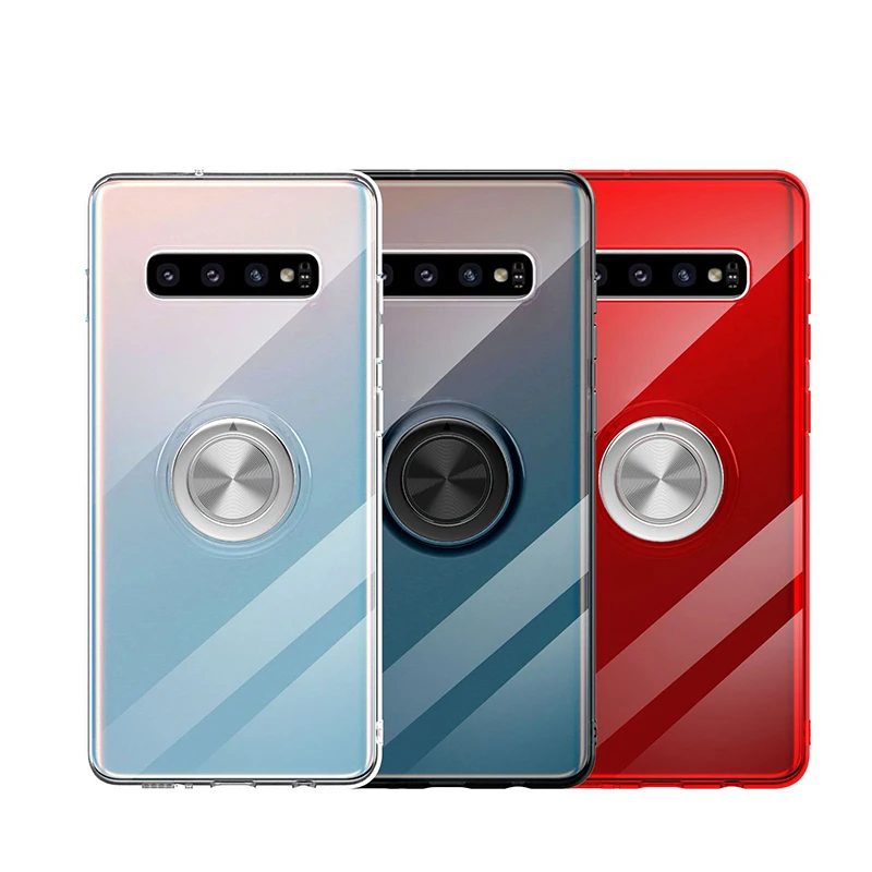 

Transparent Phone Case For Samsung Galaxy S10 Plus S10e Shell For Samsung Note 9 S8 Plus With Finger Ring Kickstand F52