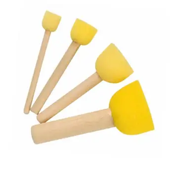 

ALLOYSEED Sponge Painting Graffiti Brushes 4pcs DIY Wooden Handle Sponge Painting Graffiti Brush for Kids Drawing Toys