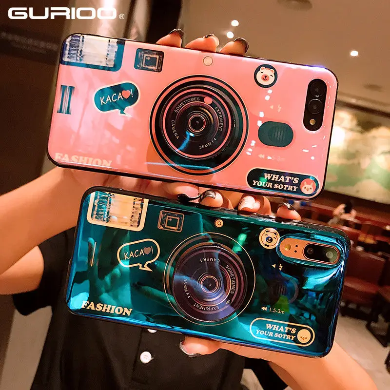 

For Huawei Y9 Y7 Y6 Y5 P9 P20 P10 Nova 3e 3 Psmart Plus Pro Lite 2019 2018 2017 Luxury Stand 3D Camera Holder Soft Case Cover