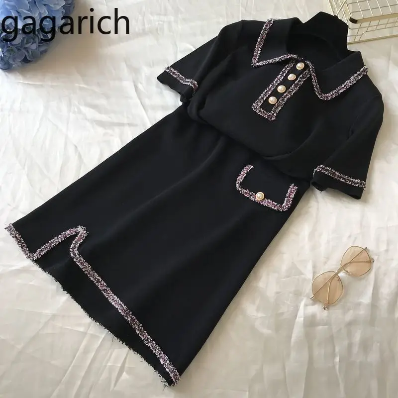 

Gagarich Women Two Piece Set Summer 2019 New Western Style Lapel Coat Skirt Irregular Elegant Two-piece Suit