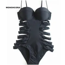 Большой ребра Одна деталь купальник черный пикантные открытые Для женщин комплект бикини загорать Купальники для малышек, женская обувь женщина Одежда заплыва Мужские Шорты для купания