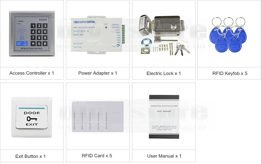 DIYSECUR 125 кГц Rfid система контроля доступа полный комплект+ электронный дверной замок+ блок питания+ кнопка выхода K2000