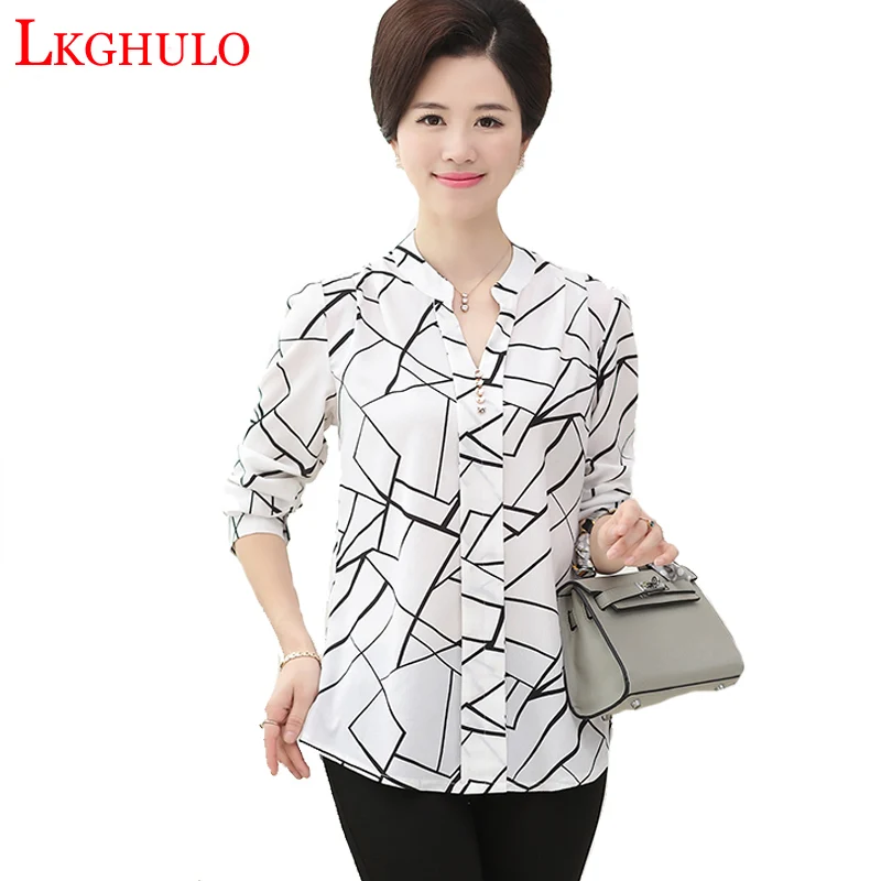 

Women Blouses Mother Clothing Chiffon Shirts Fashion Middle Aged Summer Style Plus Size Loose Large Size Elegant Tops A315
