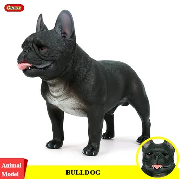 

Oenux Cute French Black Bulldog Simulation Animals Big Size Pet Dog Action Figures Model PVC High Quality Collection Kids Toy