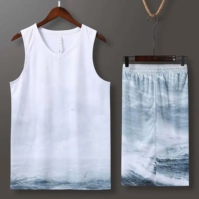 

Men's Performance Athletic Basketball Jerseys Team Uniforms Men Sportswear Tank Top and Shorts Plus Size Custom Number