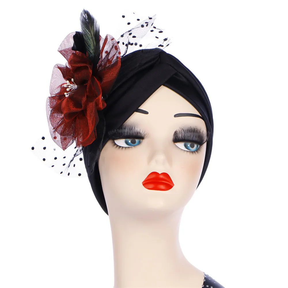 

2019 New 1PC Women Fashion Flowers Prom Party Headwear Muslim Turban Hat Indian Headscarf Cancer Chemo Cap Lady Bandana