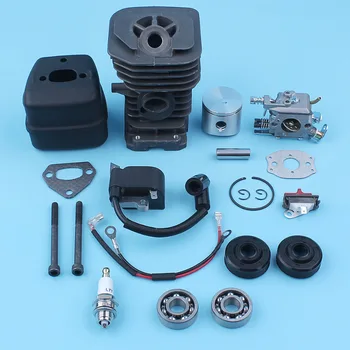 

38mm Cylinder Piston Carburetor Ignition Coil Muffler Exhaust For Husqvarna 137 136 141 Chainsaw Stop Switch Crank Bearing Gaske