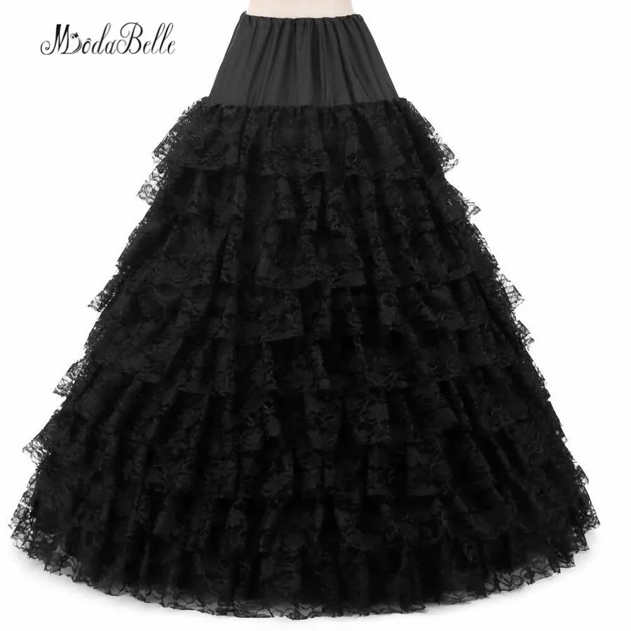 Floor Length Plus Size Black Petticoat Tulle Skirt Elegant 6-Hoop