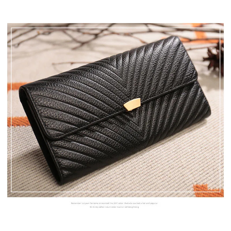 

Women's Japan and South Korea fashion multi-card wallet Large-capacity leather two-fold long section Short hand-held wallet
