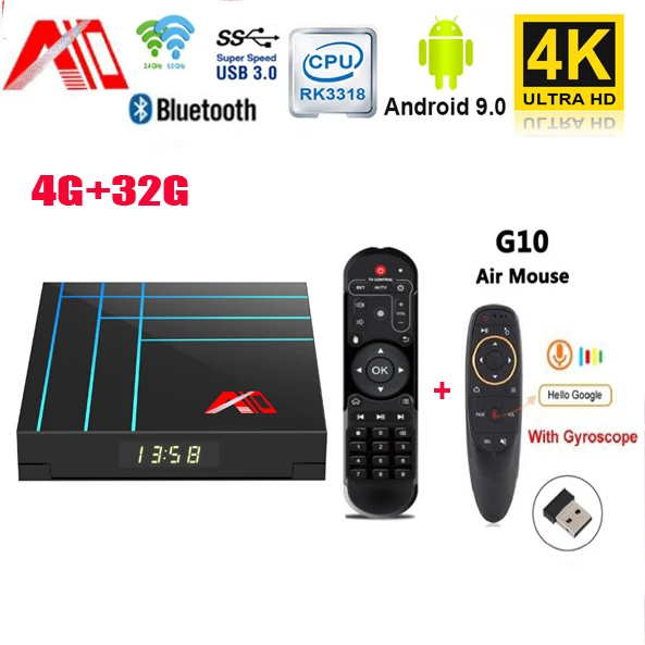 

A10 Android TV Box Smart TV Boxs 4GB 64GB RK3318 Quad core Youtube 4K HDR Media Player Google Play IPTV Set Top Box PK H96 MAX