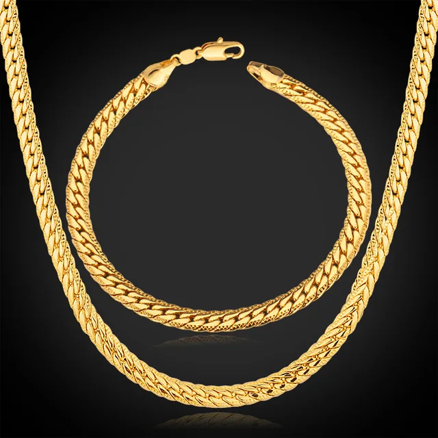 Jewelry Sets Gold Chain Necklace Bracelet Men New Trendy