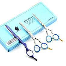 HUNTERrapoo 5″ professional Barber Scissors Set for hairdressing, Japanese 440C Stainless Steel Hairdresser Haircut shears Kit
