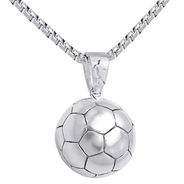 Football Pendant Necklace Men Stainless Steel Chain Soccer Ball Hippie