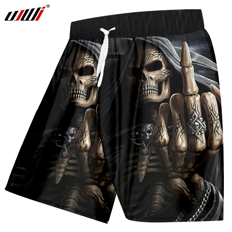UJWI, мужские повседневные шорты, летние, крутые, с принтом, Каратель, Череп, 3d, для занятий спортом, фитнес, эластичная талия, быстросохнущие, пляжные шорты