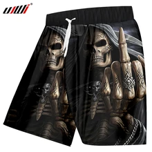 UJWI, мужские повседневные шорты, летние, крутые, с принтом, Каратель, Череп, 3d, для занятий спортом, фитнес, эластичная талия, быстросохнущие, пляжные шорты