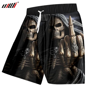 

UJWI Men Casual Shorts Summer Cool Print Punisher Skull 3d Boardshorts Man Workout Fitness Elastic Waist Quick Dry Beach Shorts