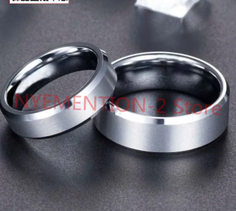

NEW ARRIVAL 8MM TUNGSTEN RING WITH HIGH POLISH, FLAT TOP, & BEVELED EDGES WHOLESALE2 PIECES /LOT FREE SHIPPING