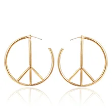 ZIIME, простой дизайн, знак мира, серьги-гвоздики для женщин, золото, серебро, цвет, геометрический, большой круг, серьги, модное ювелирное изделие