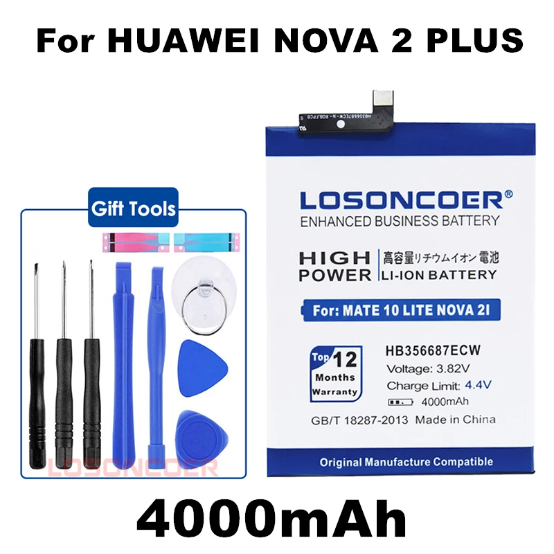 

4200mAh HB356687ECW Battery For Huawei Nova 2 Plus Nova 2I G10 Mate 10 Lite BAC-AL00 7X Honor 9I HB436486ECW Mate 10 Battery