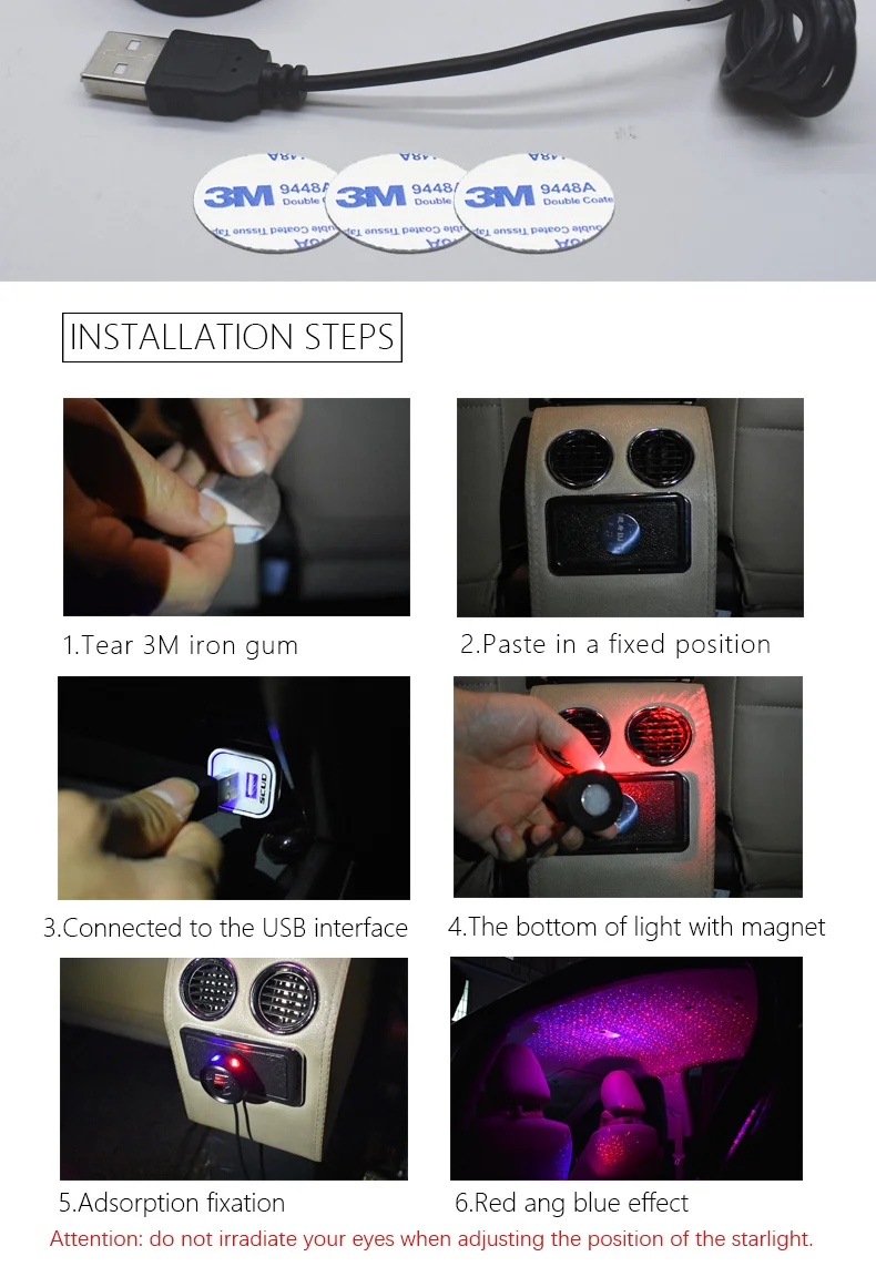 1 компл., автомобильный интерьерный осветительный комплект, автомобильный лазерный подлокотник, коробка, Звездный светильник, лампа для интерьера, декоративный атмосферный светильник для audi, BMW, Ford