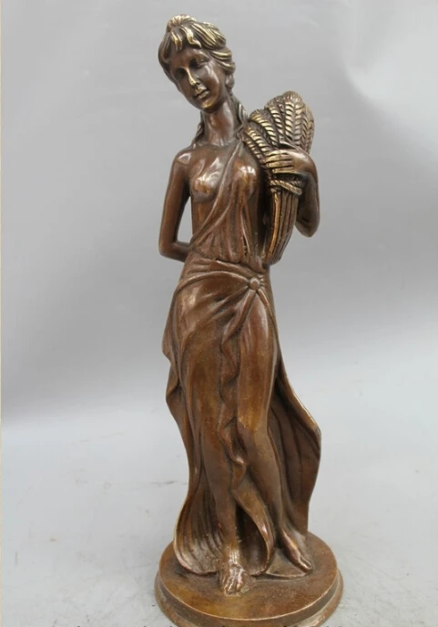 

free 17" Western Art Stand Wheat Sexy Nude Belle Woman Miss Lady Statue Sculpture fast